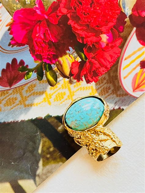 ysl arty ring turquoise|YVES SAINT LAURENT YSL Arty Turquoise Ring .